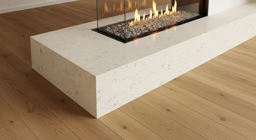 Flush Hearth in Wood Floor Quartzite Cream