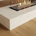 Flush Hearth in Wood Floor Quartzite Cream