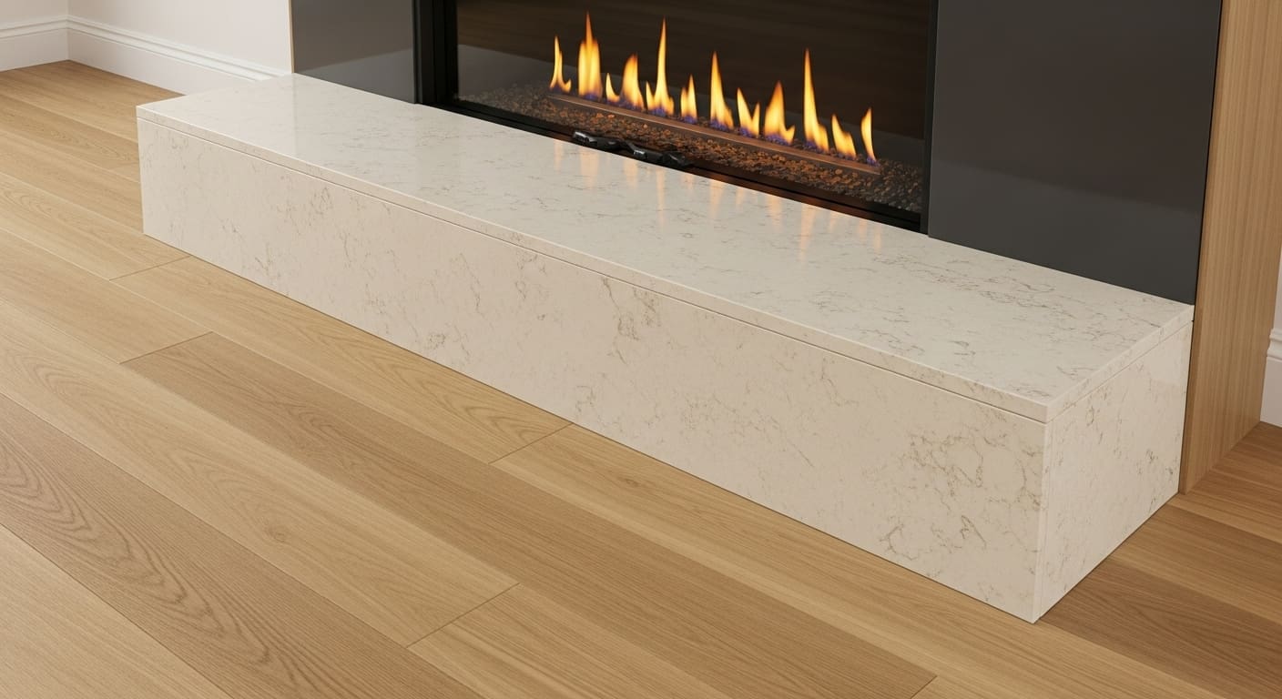 What Is a Flush Hearth in Wood Floor Quartzite Cream?