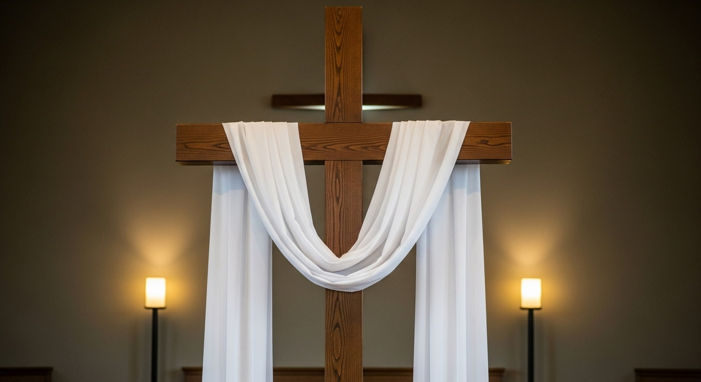 Cross with White Drapery