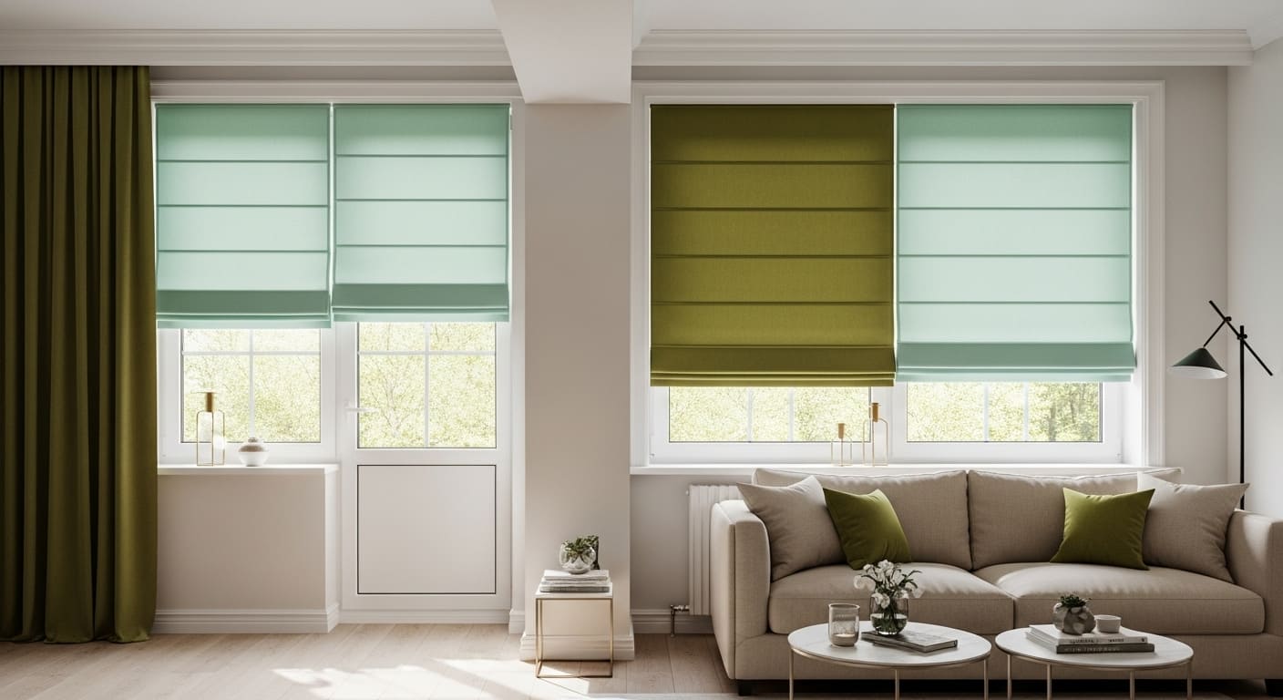 Green Roman Shades