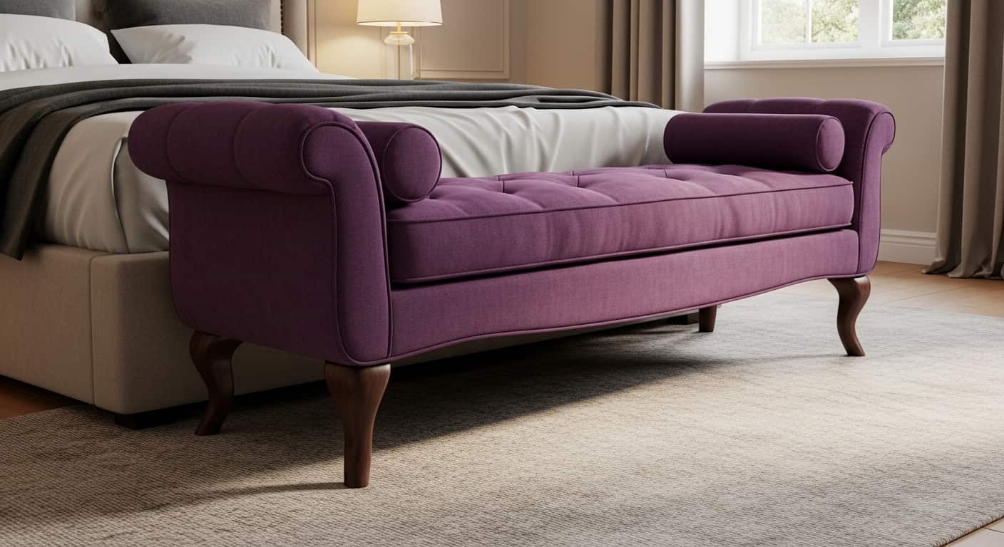 Upholstered Purple Bench