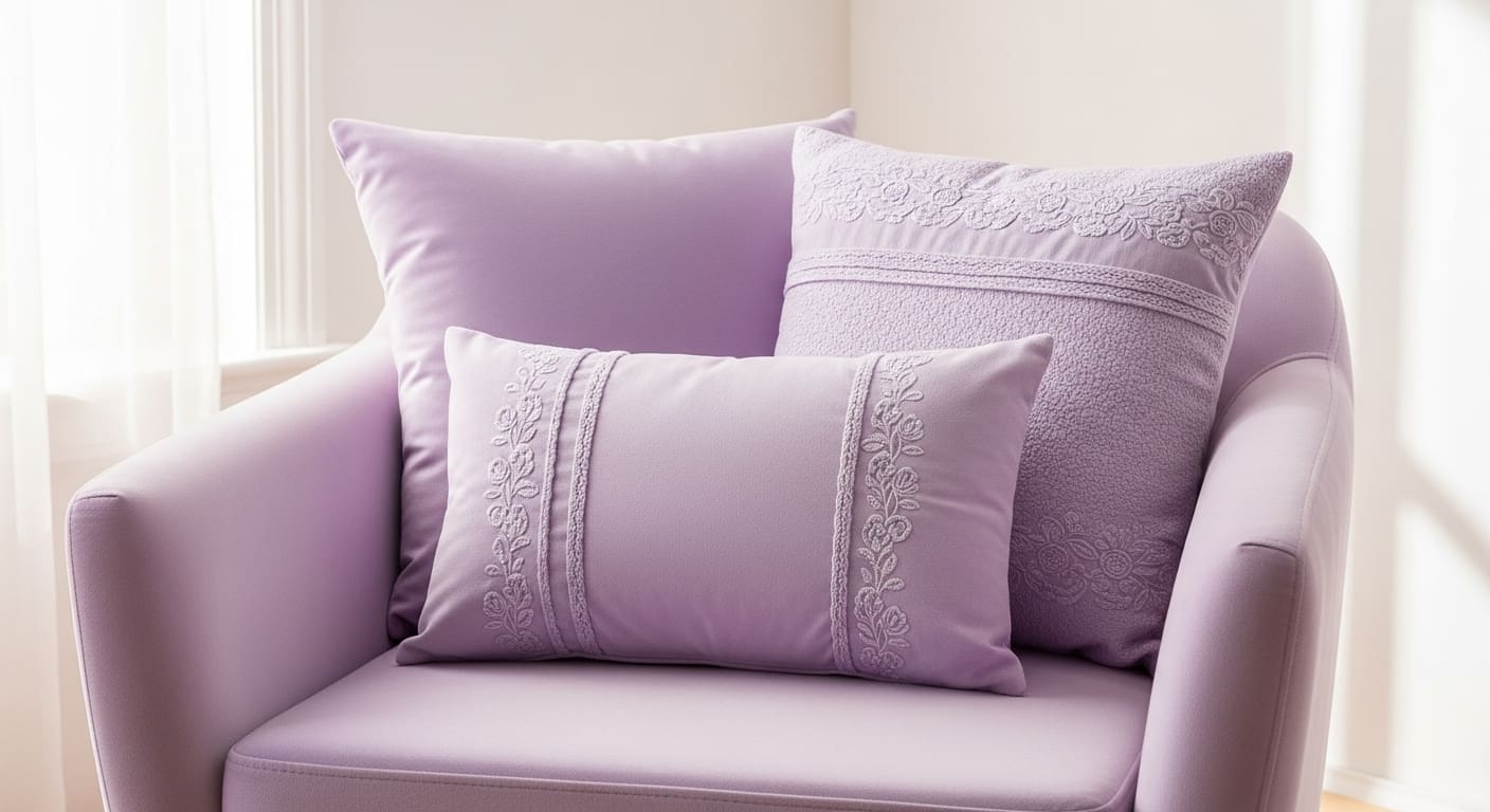 Lavender Accent Chair with Matching Pillows