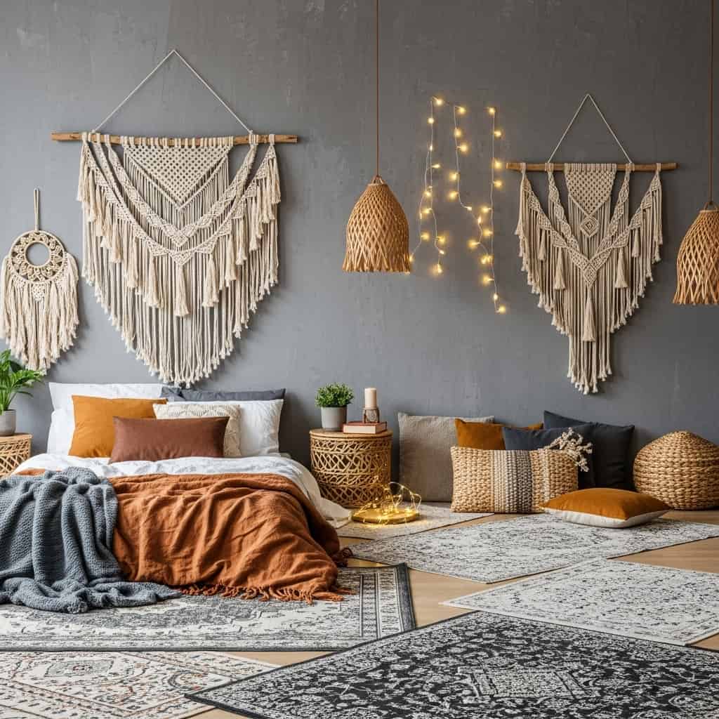 Boho Grey Bedroom