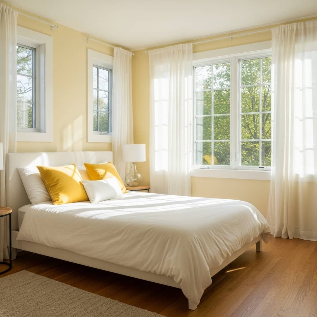 Lighting Matters in a Yellow Bedroom