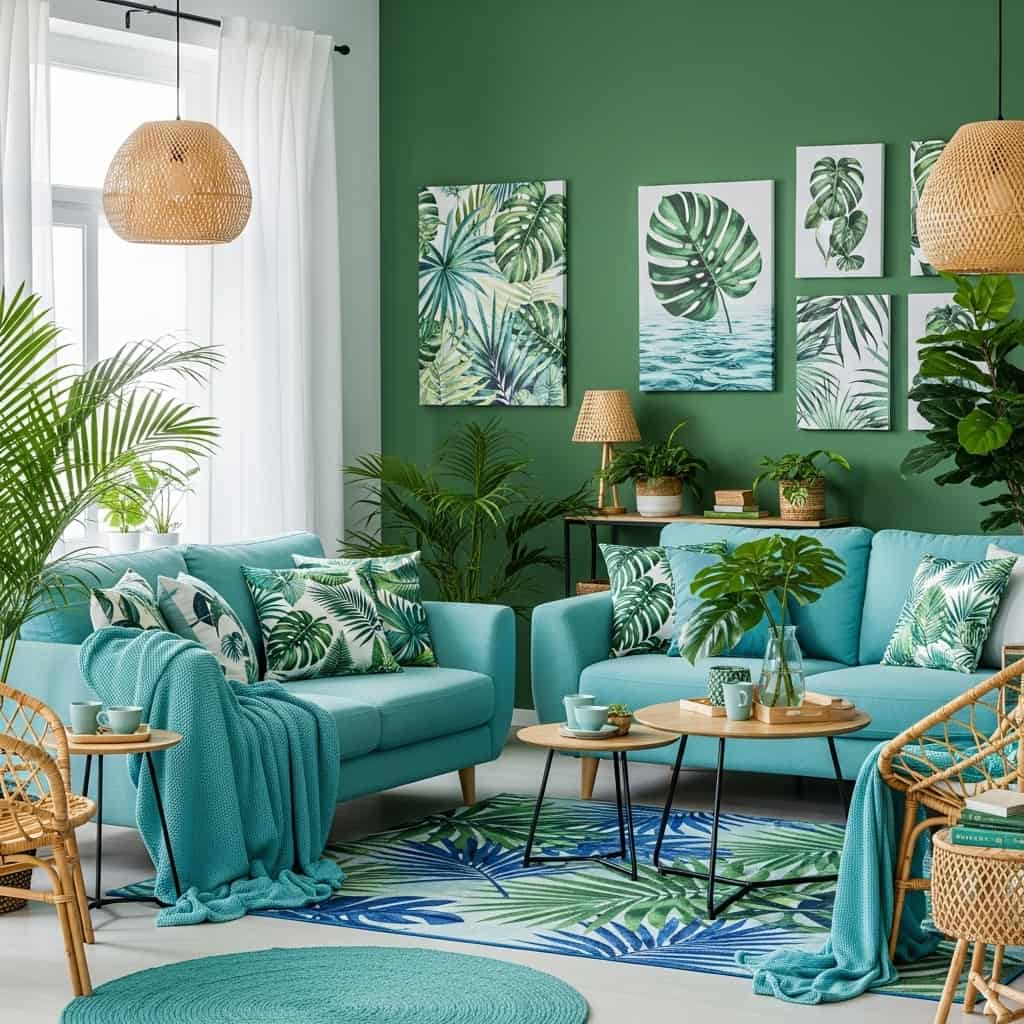 28 Blue and Green Living Room Ideas