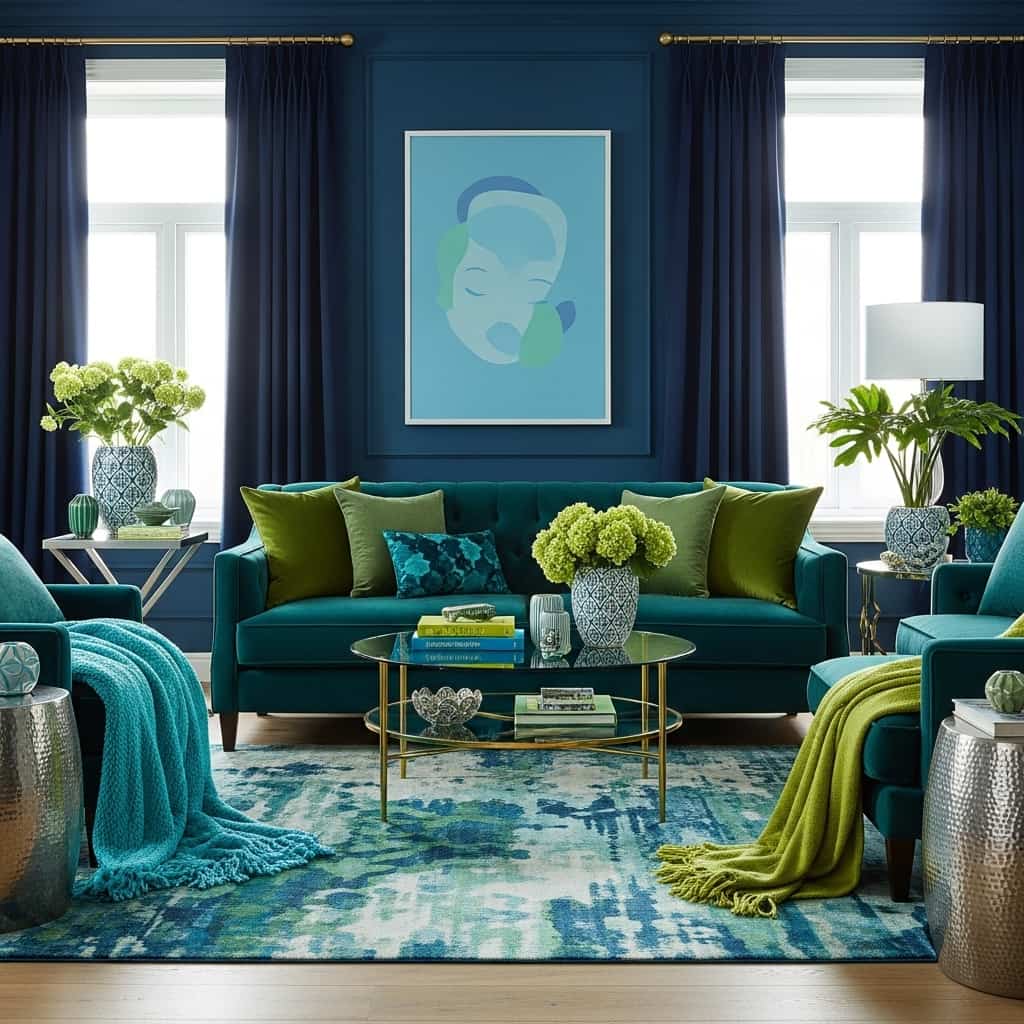 28 Blue and Green Living Room Ideas
