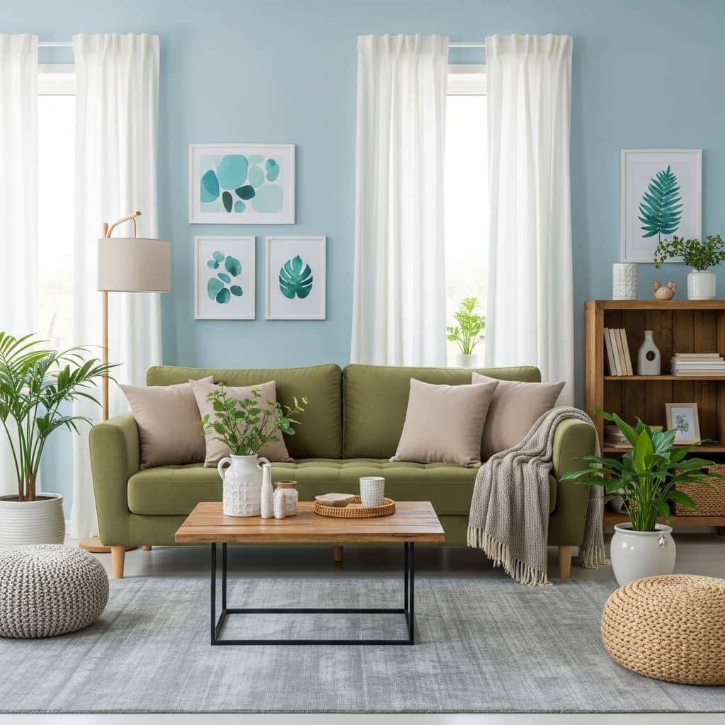 28 Blue and Green Living Room Ideas