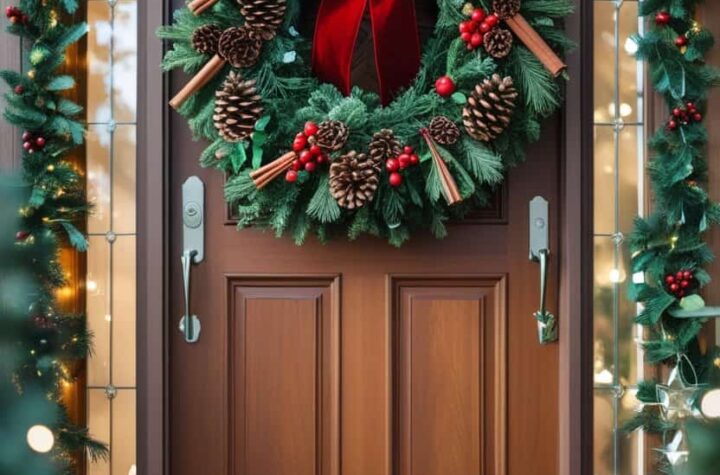 20 Beautiful Front Door Christmas Wreath Ideas to Welcome the Holidays
