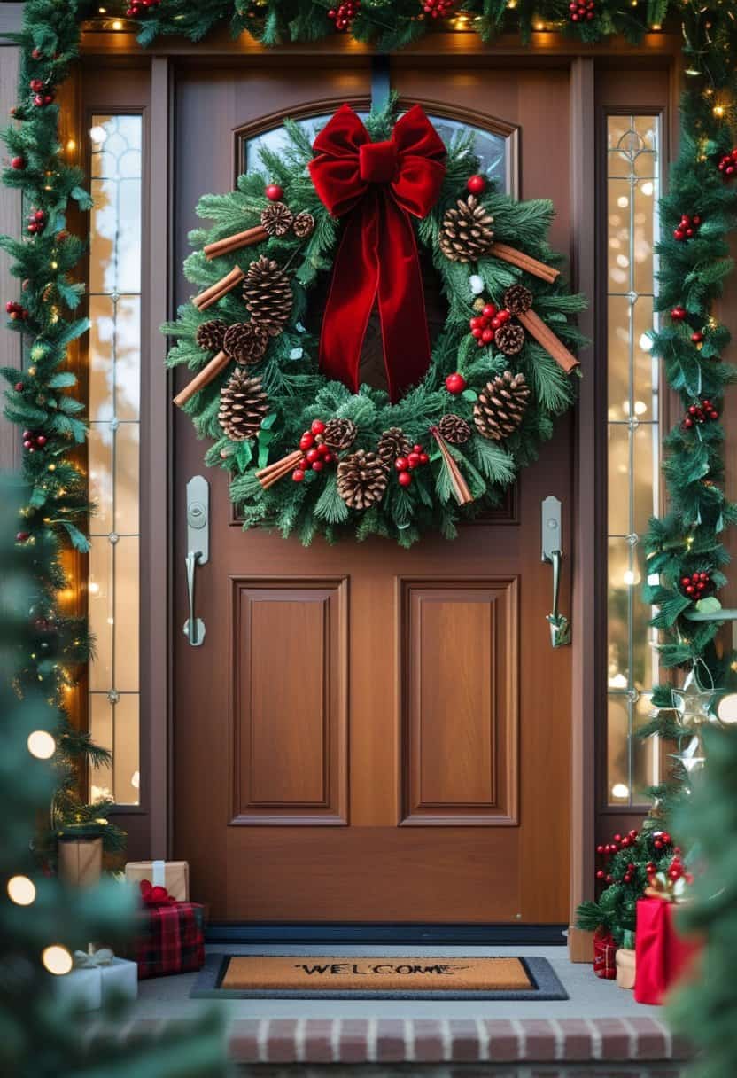 20 Beautiful Front Door Christmas Wreath Ideas to Welcome the Holidays