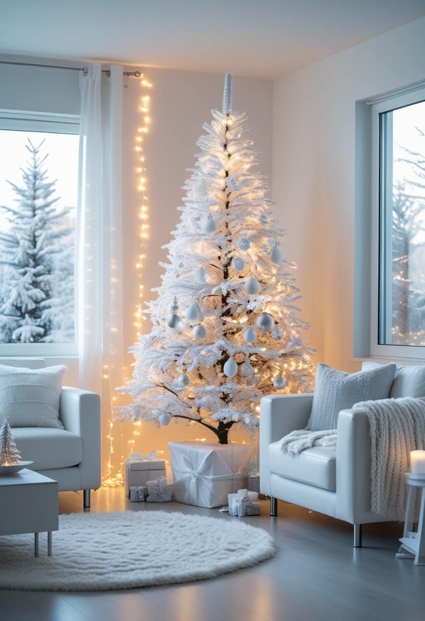 17 Elegant White Living Room Christmas Decor Ideas