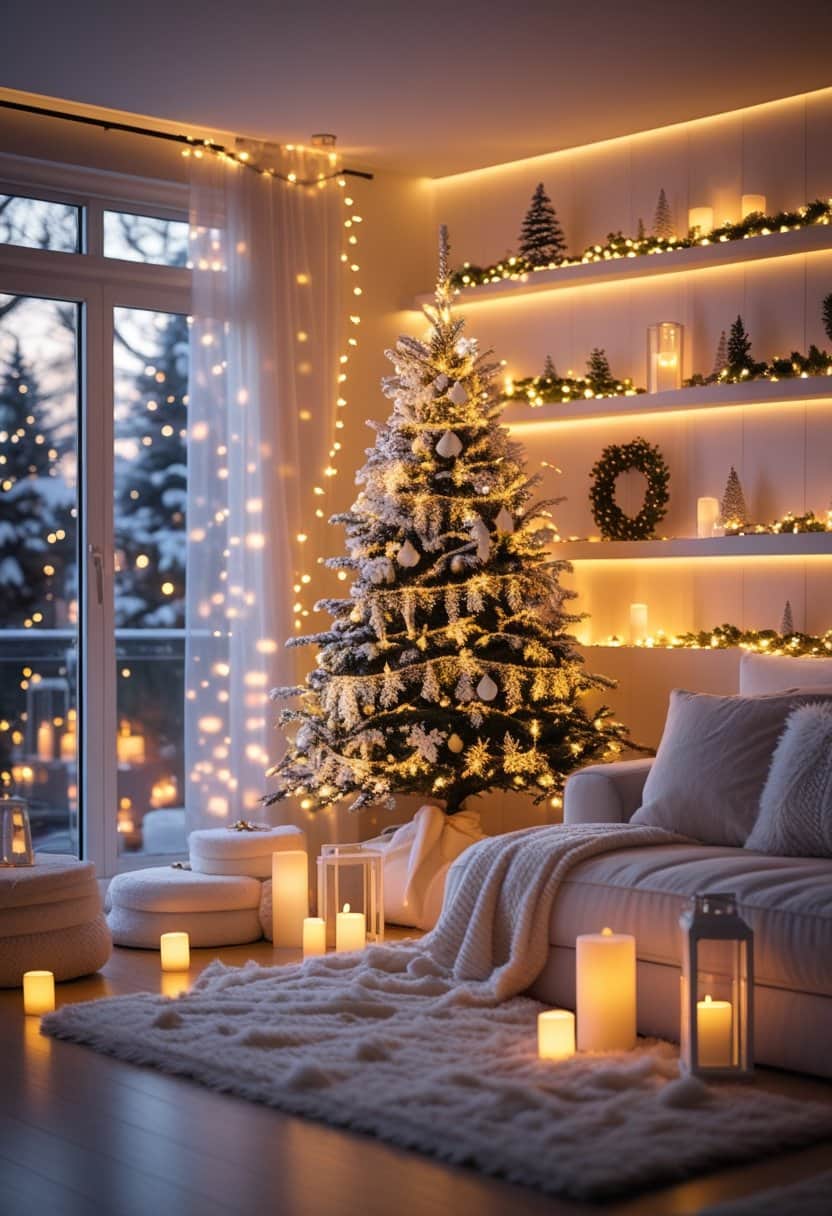 17 Elegant White Living Room Christmas Decor Ideas