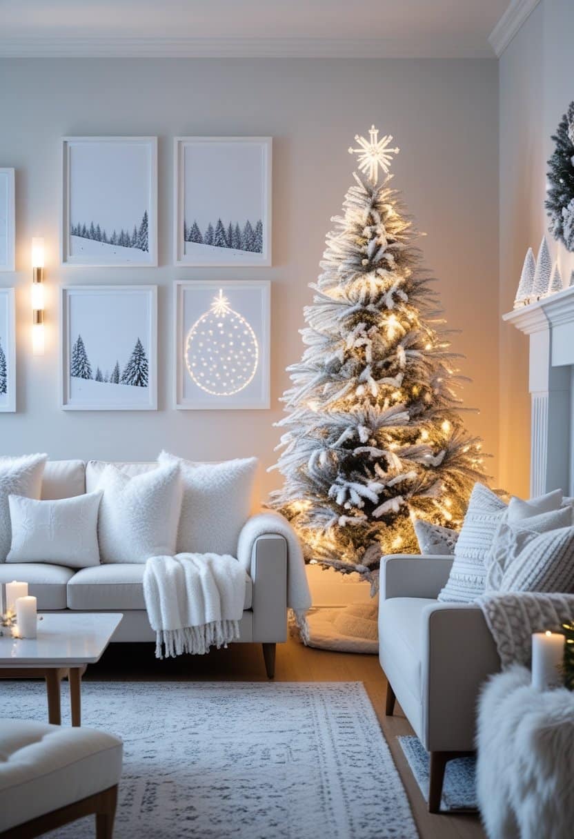 17 Elegant White Living Room Christmas Decor Ideas