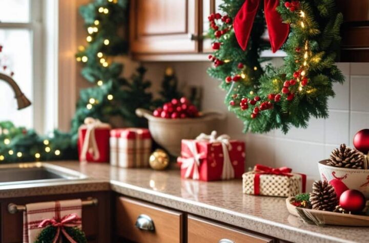 20 Festive Kitchen Cabinet Christmas Decor Ideas for a Cozy Holiday Delight