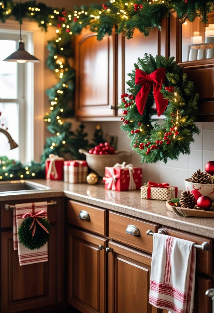 20 Festive Kitchen Cabinet Christmas Decor Ideas for a Cozy Holiday Delight