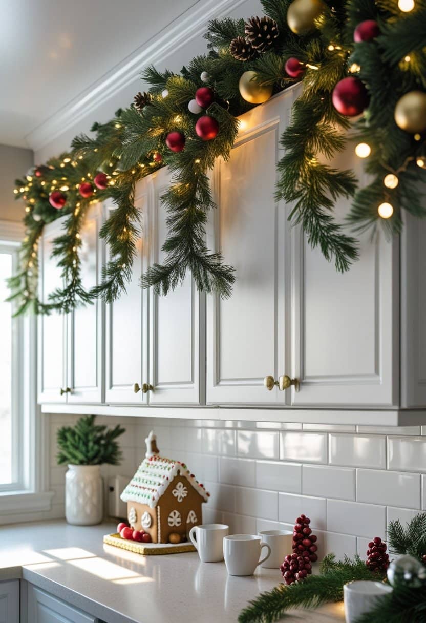 20 Festive Kitchen Cabinet Christmas Decor Ideas