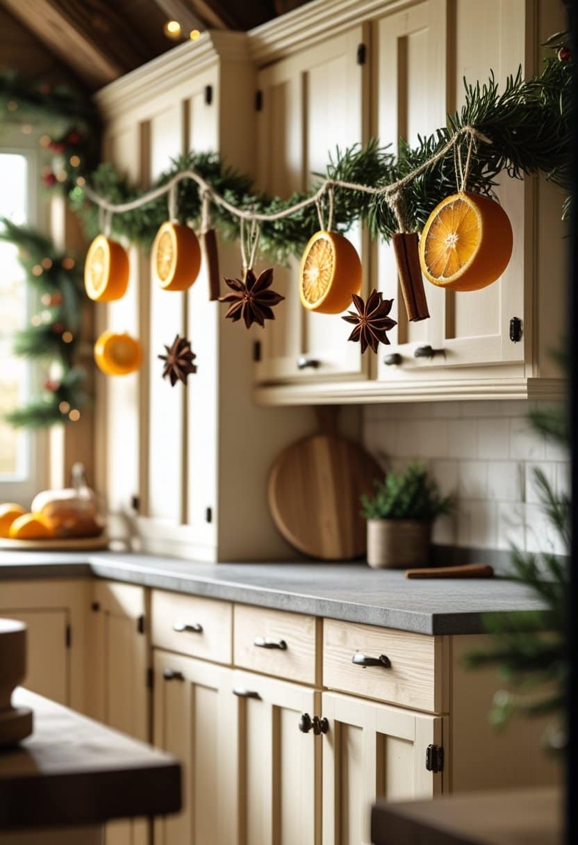 20 Festive Kitchen Cabinet Christmas Decor Ideas