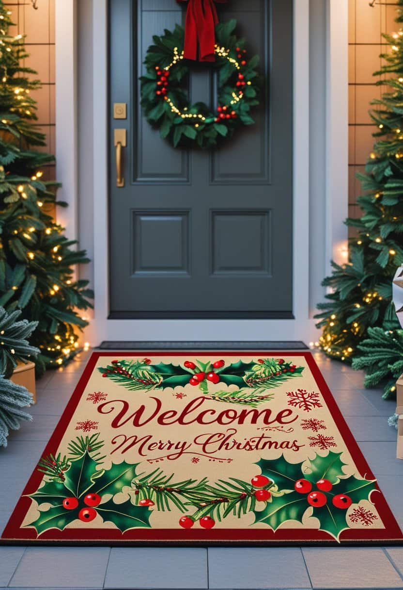 23 Festive Christmas Door Mat Ideas to Welcome Guests in Style