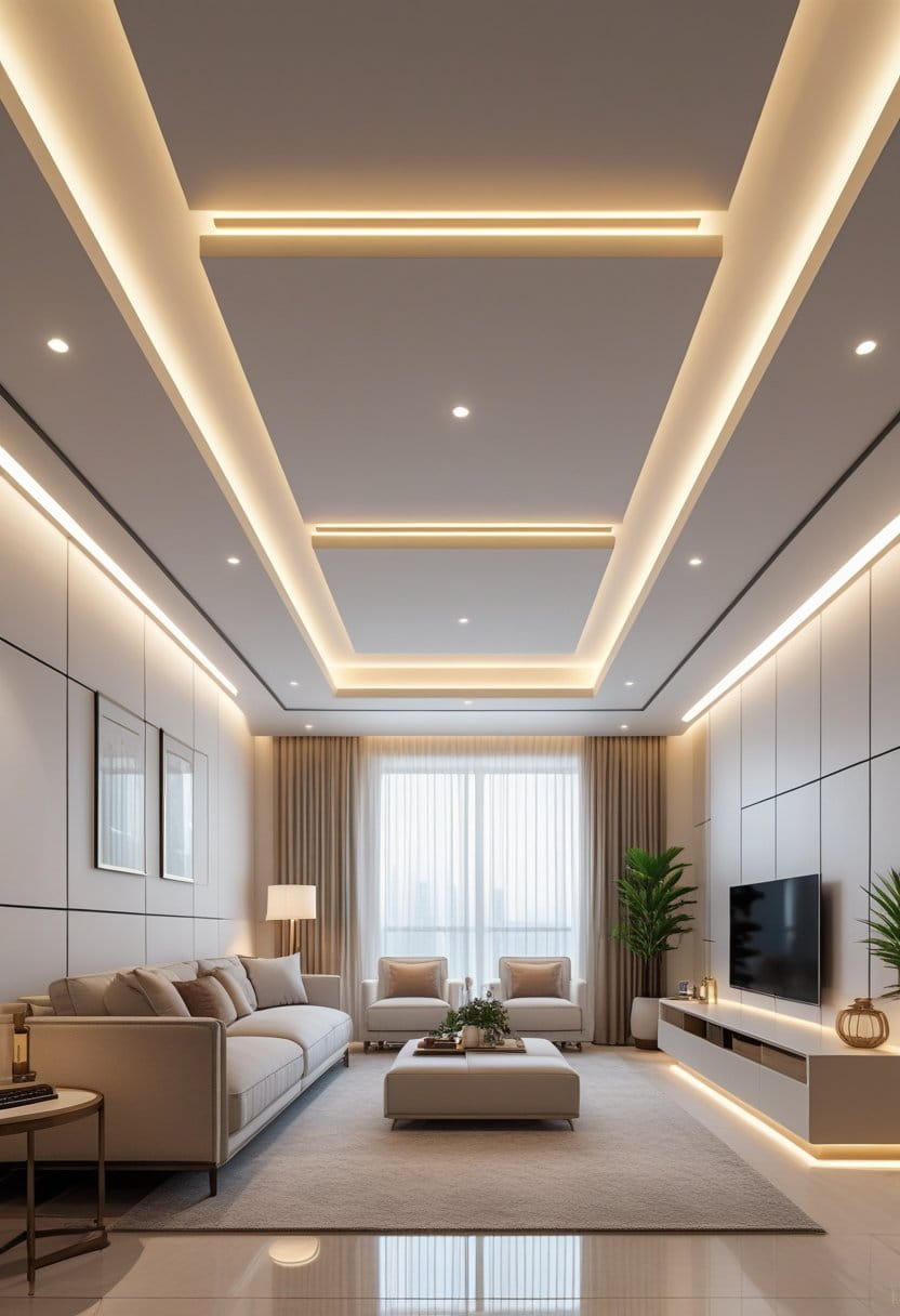 21 False Ceiling Living Room Designs