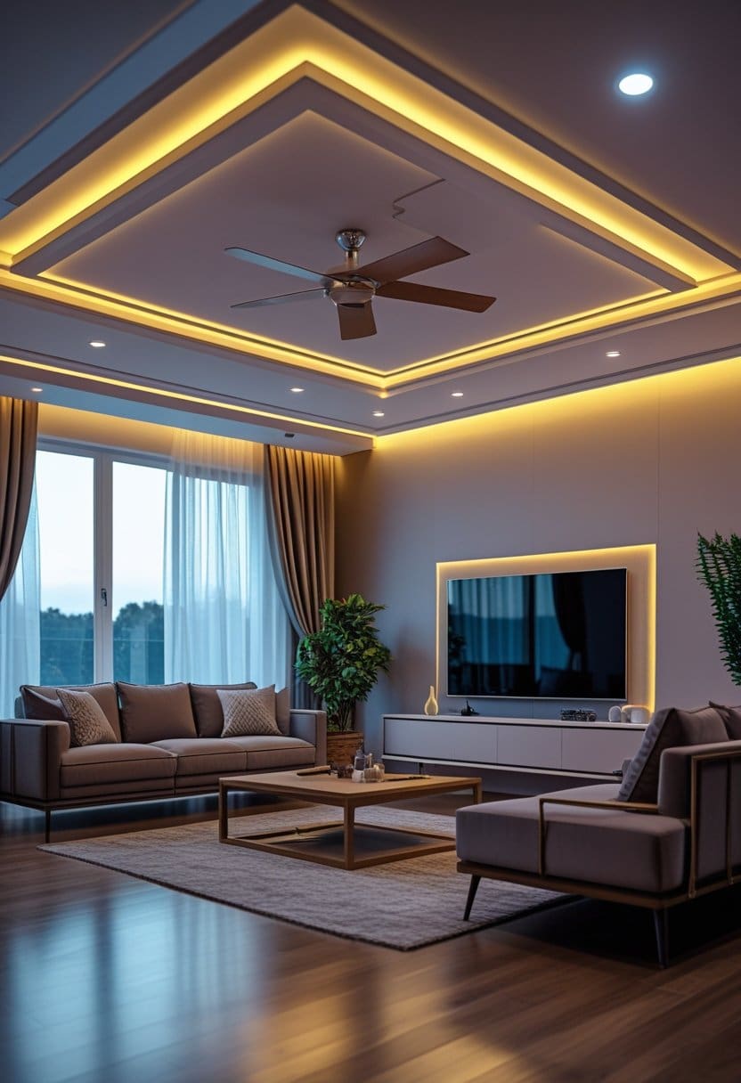21 False Ceiling Living Room Designs