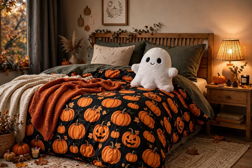 Halloween bedding bedroom decor idea