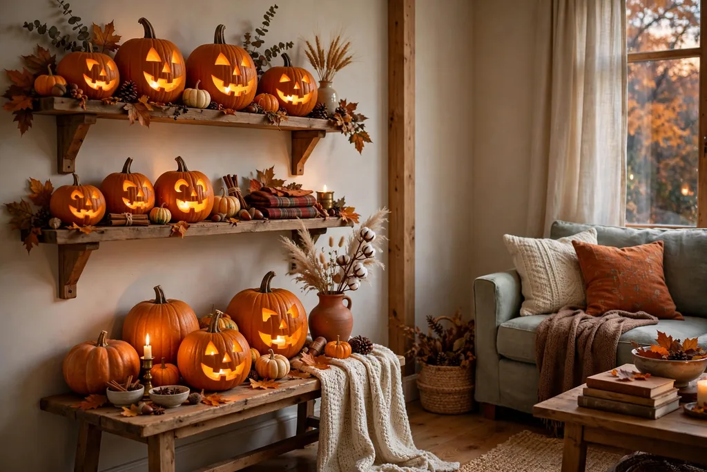 Classic Halloween pumpkins room decor idea