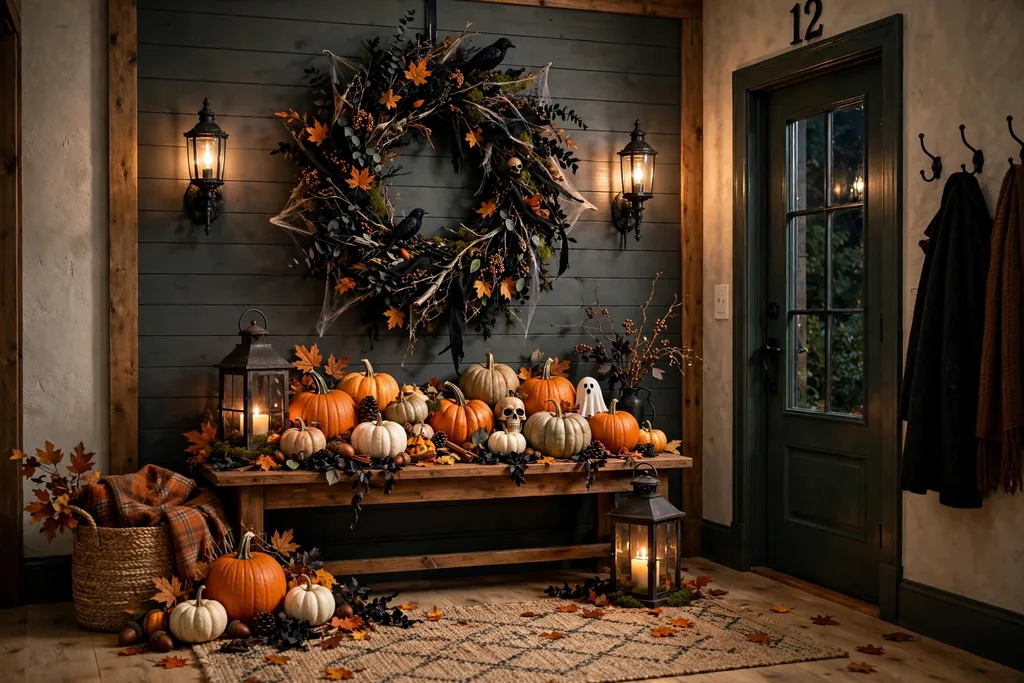 Halloween entryway decor idea