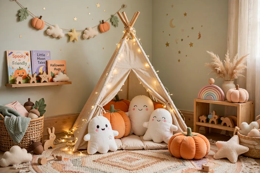 Cute Halloween corner for kids decor idea